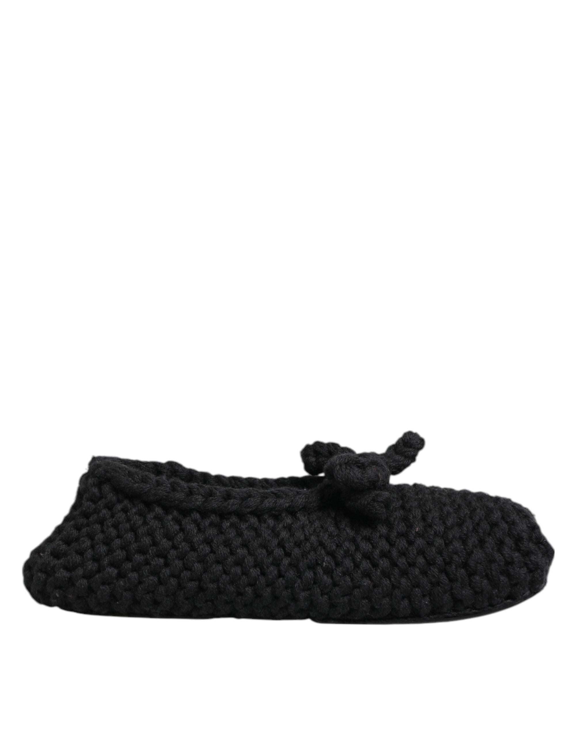 Dolce & Gabbana Siyah Yün Örgü Slip-On Balerin Ayakkabı